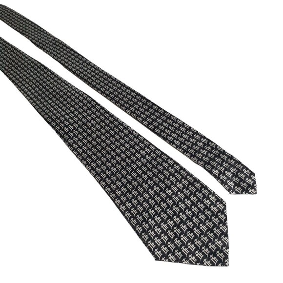 Steven Harris Trinity Cross Handmade Silk Tie Black White Geometric Pattern - Picture 1 of 5